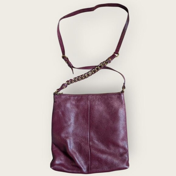 Elliott Lucca Burgundy Pebbled Leather Crossbody Bag - Picture 2 of 5